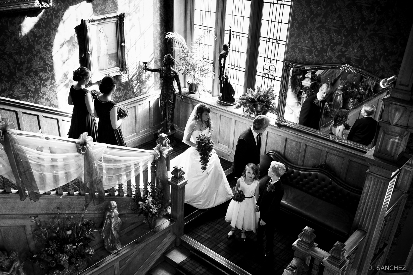 Wedding party going to the ceremony.